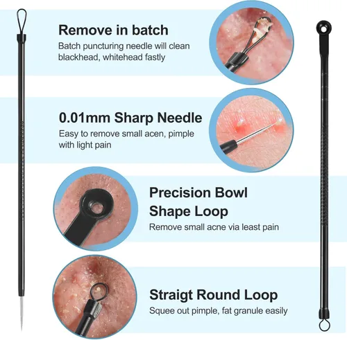 Miniatura 4 de Herramientas Removedoras de Puntos Negros Kit de Herramientas para Reventar Espinillas, Extractor de Comedones Kit de Eliminación de Acné