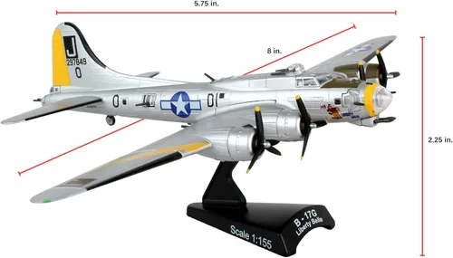 Miniatura 3 de Daron Boeing B-17 Flying Fortress B-17G Modelo fundido a presión – Réplica de bombardero pesado a escala 1:155 de la Segunda Guerra Mundial