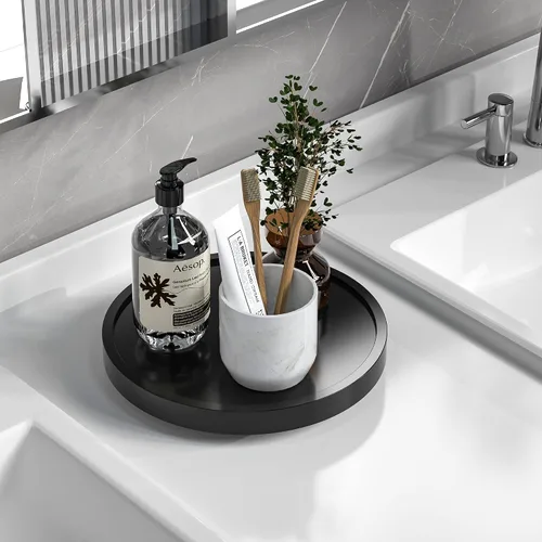 Miniatura 15 de Tocadiscos Lazy Susan para mesa, organizador giratorio antideslizante de 12 pulgadas de bambú para sal, pimienta, especias y aceite de oliva al lado