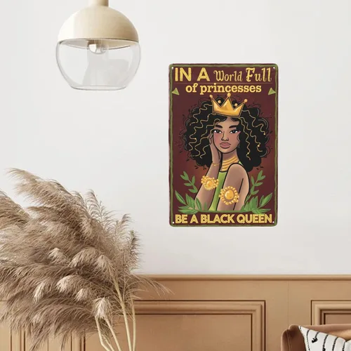 Miniatura 6 de Black Queen Empowerment - Placa de metal de 8 x 12 pulgadas con texto en inglés "Be a Queen Not Princess", arte de pared afrocéntrico