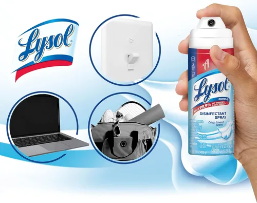 Miniatura 6 de Lysol Spray desinfectante To Go, desinfectante de tamaño de viaje, para desinfectar y desodorizar sobre la marcha, lino crujiente, 1.5 onzas