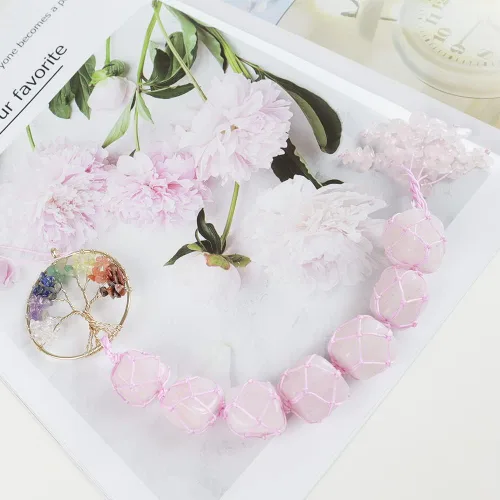 Miniatura 4 de Adornos colgantes de piedras de chakra del árbol de la vida, espejos retrovisores de automóvil, decoración de cristal curativo, accesorios