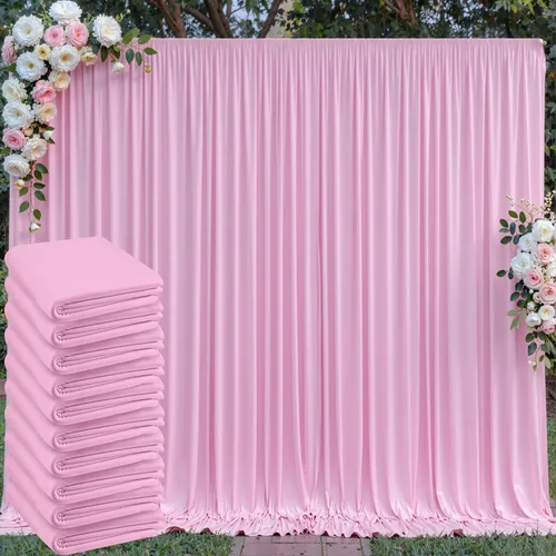 Miniatura 129 de Cortinas de telón de fondo blanco de 30 pies x 8 pies para fiestas de boda, 6 paneles de 5 pies x 8 pies, cortinas de fotografía de poliéster sin