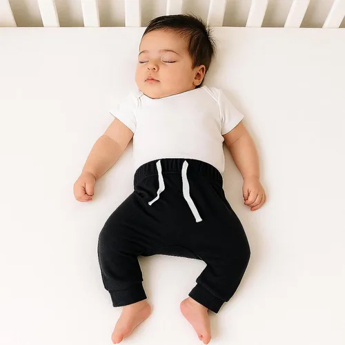Miniatura 3 de SOBOWO Paquete de 3 pantalones deportivos para bebé recién nacido, harén de algodón, para niños y niñas, 0-3T entrelazados, 195 GSM