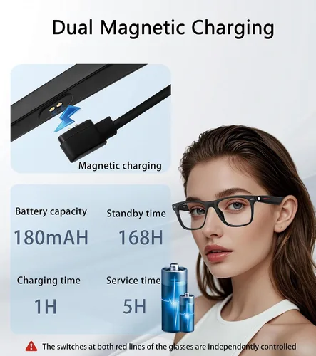 Miniatura 5 de Lentes inteligentes AI para hombres y mujeres con chat GPT, gafas de traducción Bluetooth con 165 idiomas, reproducción de música y llamadas manos