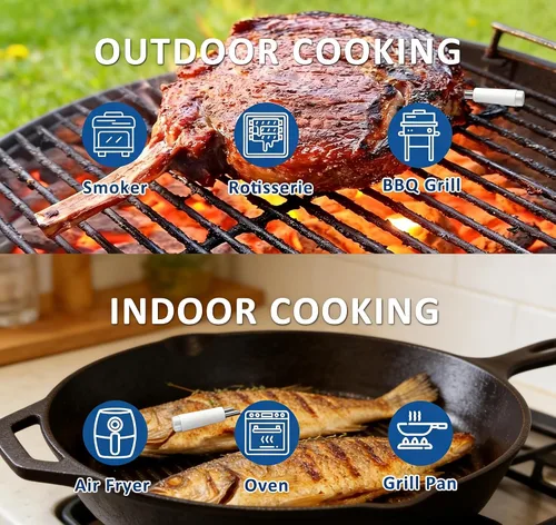 Miniatura 4 de Termómetro inteligente para carne, 656 pies, alcance remoto, termómetro digital para cocinar alimentos con sonda inalámbrica, lecturas en tiempo