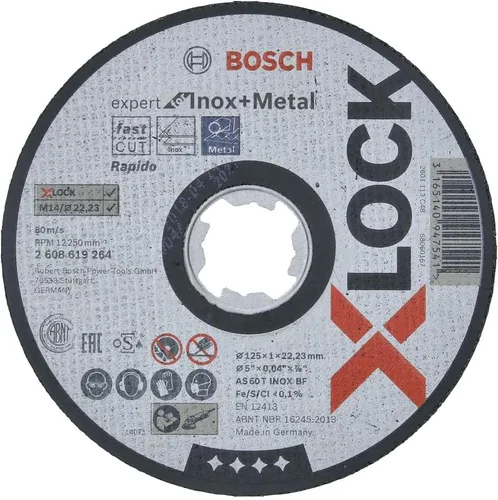 Bosch Professional 2608619264 Disco de corte recto Expert (para INOX y Metal, X-Lock, Ø125 mm, Diámetro de diámetro: 0.875 in, Grosor: 0.039 in)