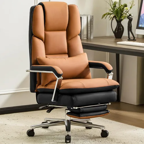 Miniatura 10 de Furniliving Silla de oficina grande y alta, 500 libras, silla de oficina ejecutiva de cuero con reposapiés, asiento ancho reclinable con soporte