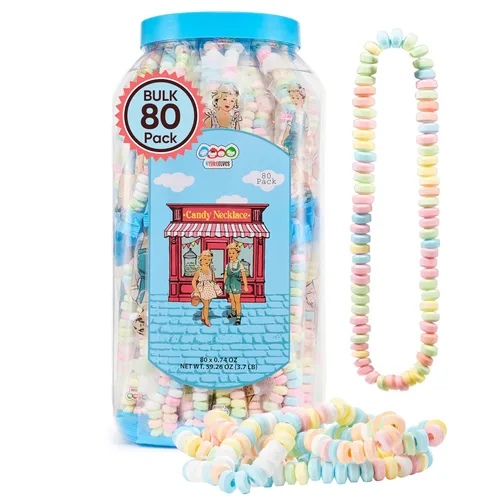 Miniatura 10 de 36 collares de dulces envueltos individualmente, estilo gargantilla, joyas nostálgicas de caramelo pastel perfectas para recuerdos de fiesta