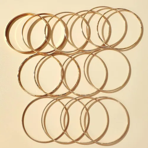 Miniatura 4 de Brazaletes de oro para mujer, brazaletes indios apilables de múltiples capas abiertos, pulseras gruesas de oro bohemio, pulseras indias de cadena