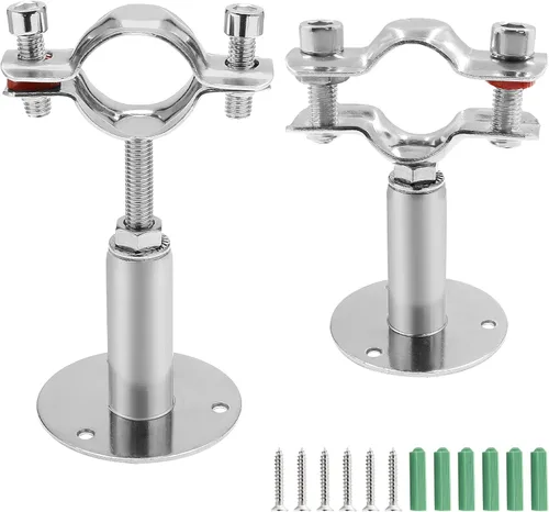 2 piezas de soporte de tubería de montaje en pared para montaje en techo, de acero inoxidable, ajustable, correas de tubo de abrazadera para tubo de