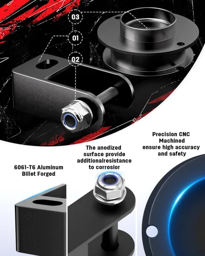 Miniatura 3 de Richeer Kit de nivelación delantera de 2" para ram 2500 4WD 2014-2024, ram 3500 4WD 2013-2024, espaciadores de resorte de puntal de elevación de 2