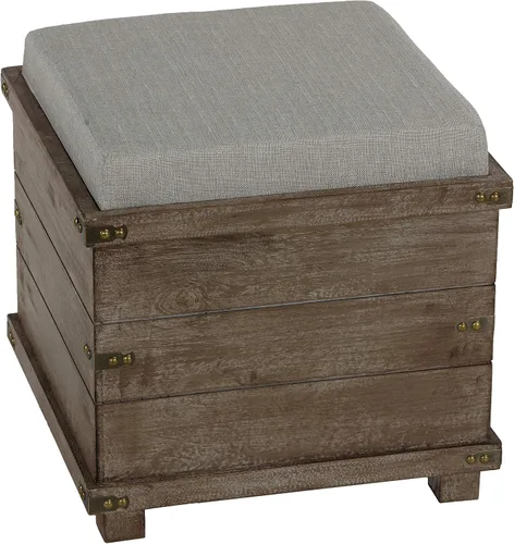 Miniatura 4 de Cortesi Home Scusset - Bandeja otomana de almacenamiento en tela y madera, gris, 15.75 pulgadas de ancho x 15.75 pulgadas de largo x 15.5 pulgadas