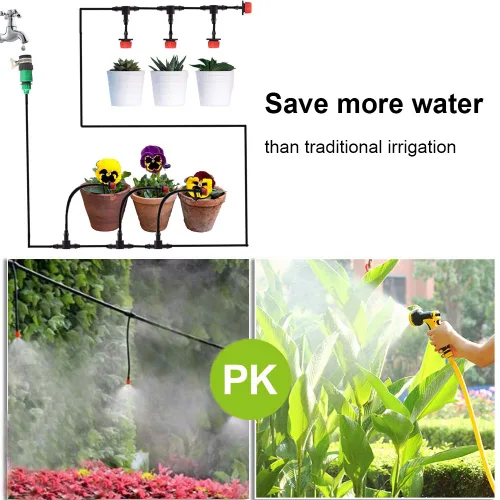 Miniatura 7 de MSDADA Sistema de riego automático de jardín de 50 pies, kit de riego de plantas de distribución en blanco de 1/4 de pulgada, accesorios que