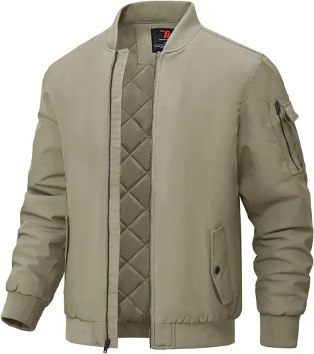 BGOWATU - Chaqueta para hombre, impermeable, acolchada, tipo bomber, casual, para otoño e invierno, cálida y acolchada