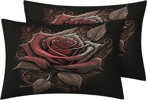 Miniatura 3 de NOGAWA Juego de sábanas de flores tamaño Queen, sábanas de plantas florales, sábanas y fundas de almohada estampadas de 4 piezas, sábana bajera