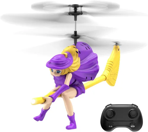Miniatura 10 de Flying Witch Helicóptero RC para niños de 6 a 12 años, escoba mágica iluminada con retención de altitud y despegue con una tecla, juguete volador