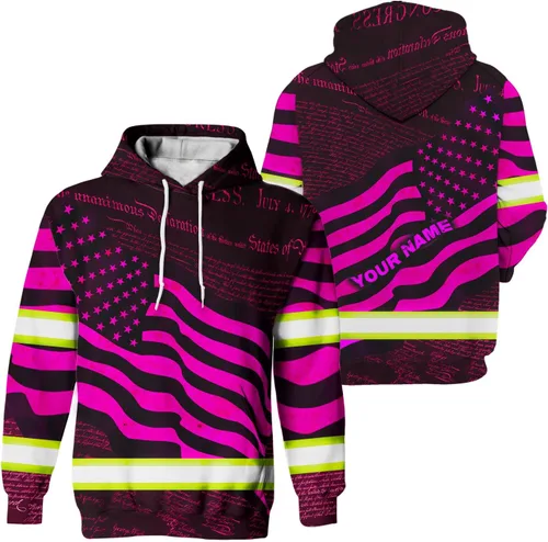 Miniatura 33 de Sudadera con capucha de alta visibilidad con la bandera de Estados Unidos para hombre, sudadera con capucha reflectante de seguridad