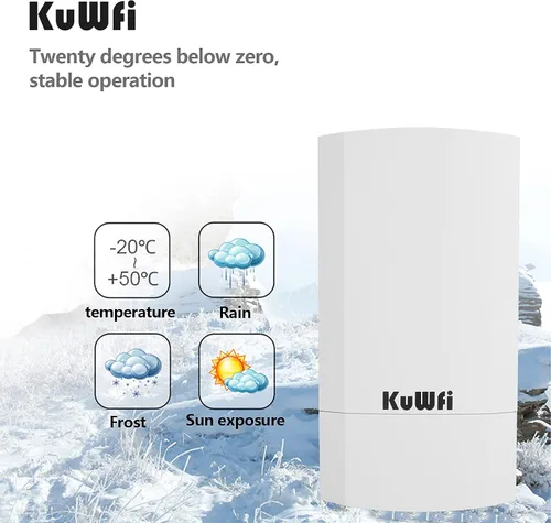 Miniatura 7 de KuWFi Paquete de 2 puentes inalámbricos de 300 Mbps, kit de puente inalámbrico CPE WiFi para exteriores, punto a punto, puente de Internet 2.4 G