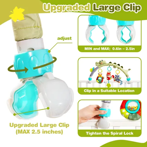 Miniatura 4 de Jollybaby Moisés cochecito móvil de juguete para bebé de 0 a 6 a 12 meses, juguete colgante de arco con clip para bebé, juguete Montessori sensorial