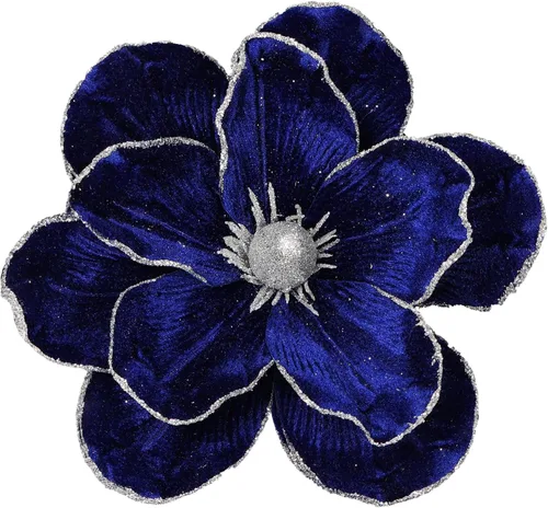 Miniatura 9 de Flores de Navidad grandes con purpurina de 10 pulgadas, 6 unidades, flores artificiales de magnolia de terciopelo, decoraciones para árbol