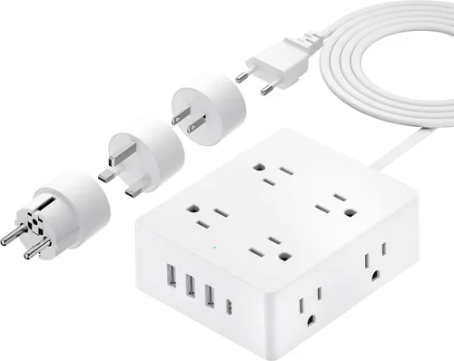 Miniatura 15 de Olcorife PD25W Mini adaptador de viaje, adaptador de corriente universal con 2 USB-C 1 USB-A, adaptador de enchufe internacional, esenciales