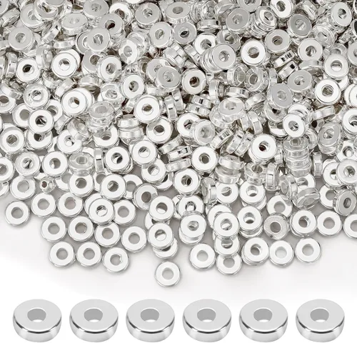 Miniatura 9 de 1500 piezas de cuentas espaciadoras de 6 mm, redondas y planas, doradas, sueltas, para hacer joyas, cuentas en disco para pulseras, collares, Dorado