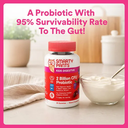 Miniatura 7 de Gomas probióticas SmartyPants para niños para la salud digestiva: suplemento de apoyo a la salud intestinal e inmunidad con 2 mil millones de CFU