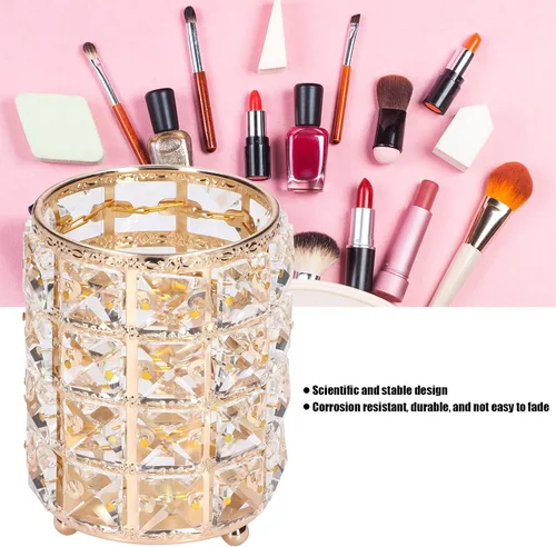 Miniatura 2 de Soporte para lápices, organizador de brochas de maquillaje plplaaoo de estilo europeo, organizador de cosméticos de cristal redondeado de cristal