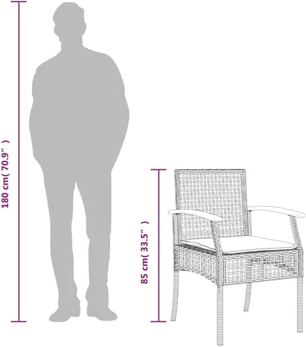 Miniatura 6 de 5-Piece Patio Dining Set Outdoor Furniture Grey Synthetic PE Rattan Modern Design for Garden, Balcony, and Porch