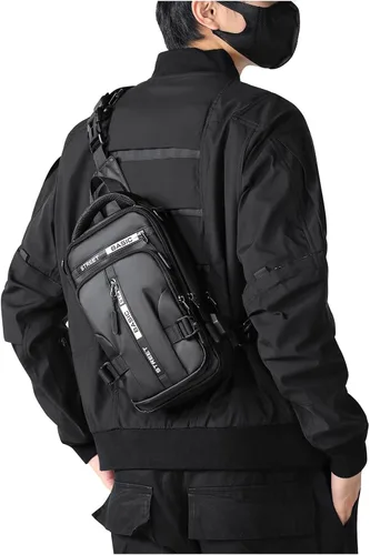 Miniatura 8 de Mochila cruzada pequeña negra para hombre y mujer, H-Negro, S, Moda