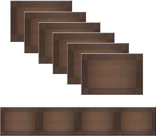 Miniatura 37 de Juego de 6 manteles individuales de plástico lavables para mesa de cocina, resistentes al calor, de vinilo tejido, para exteriores, 12 x 18 Dorado