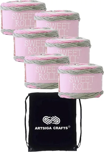 Miniatura 24 de Premier Yarns Sweet Roll Raspberry Swirl 1047-05 (6 madejas, el mismo lote de tinte) estambre mediano #4 para ganchillo y tejer con bolsa