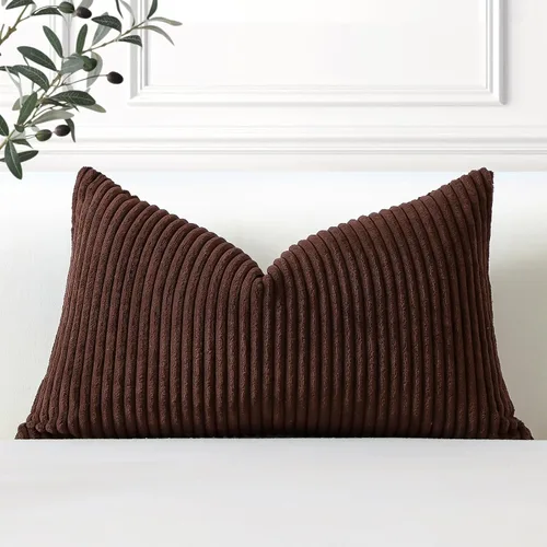 Miniatura 26 de Artscope Fundas de Almohada de Pana a Rayas Acogedoras Súper Suaves Decorativas Oblongas Fundas de Almohada Decorativa Funda de Cojín para Sofá