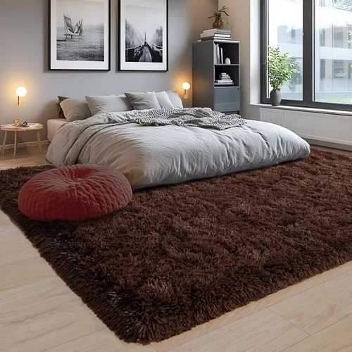 Miniatura 64 de Alfombras de área de 8x10 para sala de estar, alfombra shaggy grande ultra suave y esponjosa para dormitorio, alfombras de felpa mullida Blanco crema