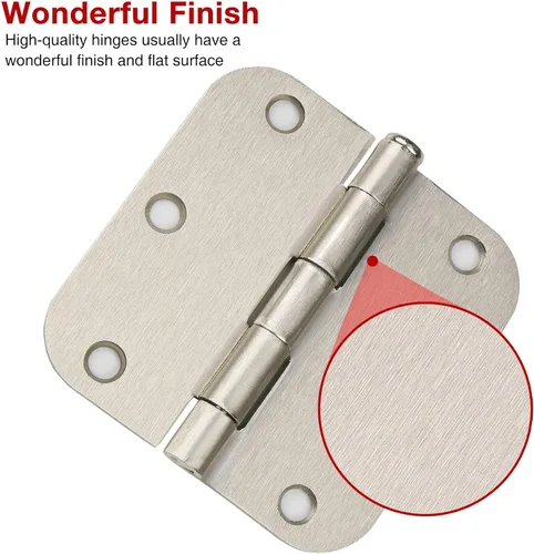 Miniatura 3 de Paquete de 18 bisagras de puerta de níquel cepillado 3 1/2 bisagras de puerta interior níquel satinado de 3.5 pulgadas con esquinas de radio de 5/8