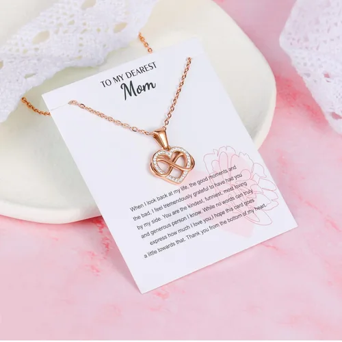 Miniatura 5 de CARITATE Collares de corazón infinito de oro para mujer, gargantilla con colgante de corazón de oro de 14 quilates para mujer, collar de cadena
