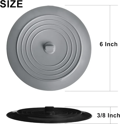 Miniatura 2 de Juego de 2 tapones para fregadero de cocina y bañera de 6 pulgadas, color negro y gris, para drenaje estándar de fregadero de cocina y desagüe