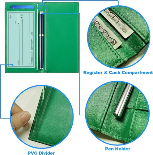 Miniatura 5 de Casmonal Vegan Leather Checkbook Cover For Men & Women Checkbook Holder Wallet RFID Blocking