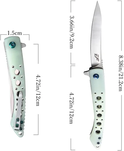 Miniatura 2 de Eafengrow EF943 EDC Cuchillo plegable D2 hoja de acero G10 Mango Flipper Cuchillos con clip de bolsillo para camping, senderismo, supervivencia al