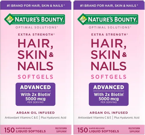 Nature's Bounty - Suplemento avanzado para cabello, piel y uñas, cápsulas blandas de liberación rápida con infusión de argán, biotina y ácido
