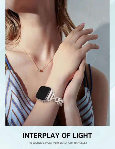 Miniatura 5 de TOYOUTHS - Pulsera celta compatible con bandas de Apple Watch 38/40/41/42/44/45/46/49 mm para mujeres, cadena elegante de joyería de metal de acero