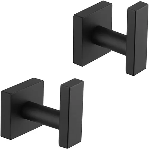 2 ganchos para toallas de baño, accesorios de baño para montaje en pared, para una sola capa y gancho para bata, acero inoxidable SUS304, cuadrado
