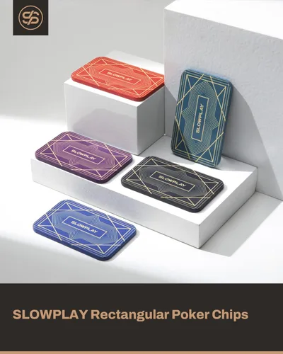 Miniatura 2 de SLOWPLAY Placas rectangulares de fichas de póquer, paquete de 10 unidades, placas profesionales de estilo europeo sin denominación, compuesto