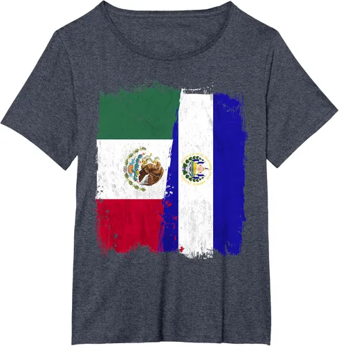 Miniatura 80 de Camiseta con la bandera mexicana de El Salvador con la mitad de la bandera mexicana de El Salvador