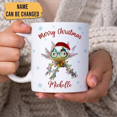 Miniatura 2 de Hyturtle Regalos personalizados para amantes de los ajolotes – Taza de café de cerámica con nombre personalizado de Feliz Navidad de 11 oz – Lindo