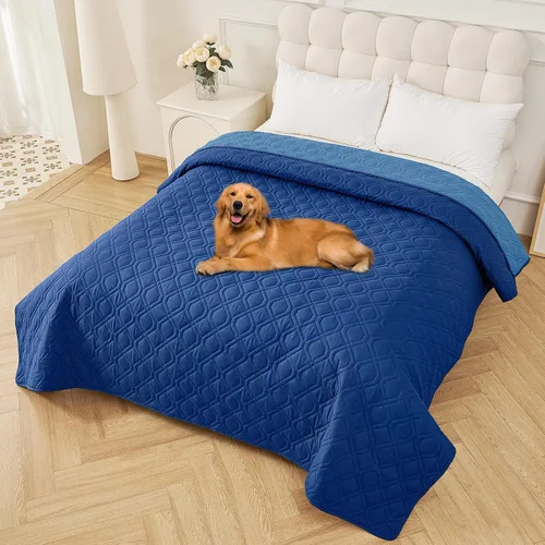 Miniatura 160 de Smiry Funda impermeable para cama de mascota, suave y lavable, para muebles, cama, sofá, reversible, a cuadros (30 x 53 pulgadas, color beige/beige)