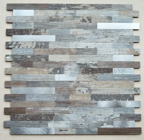 Miniatura 13 de Azulejo de mosaico de metal en muro - LNG oblonga en negro/gris/plateado 5 piezas/paquete - Estilo retro rústico vintage para remodelar la pared