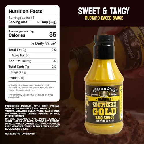 Miniatura 2 de Maurice's Southern Gold Salsa BBQ – Salsa clásica de mostaza Carolina con sabor atrevido – Auténtico aderezo de barbacoa de Carolina del Sur – Ricas