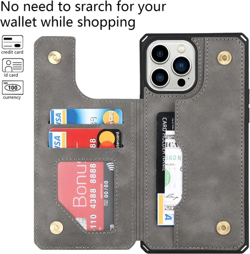 Miniatura 3 de Cavor Funda para iPhone 11 Pro Max con tarjetero, funda tipo cartera con tarjetero y tarjetero para iPhone 11ProMax, funda de piel sintética